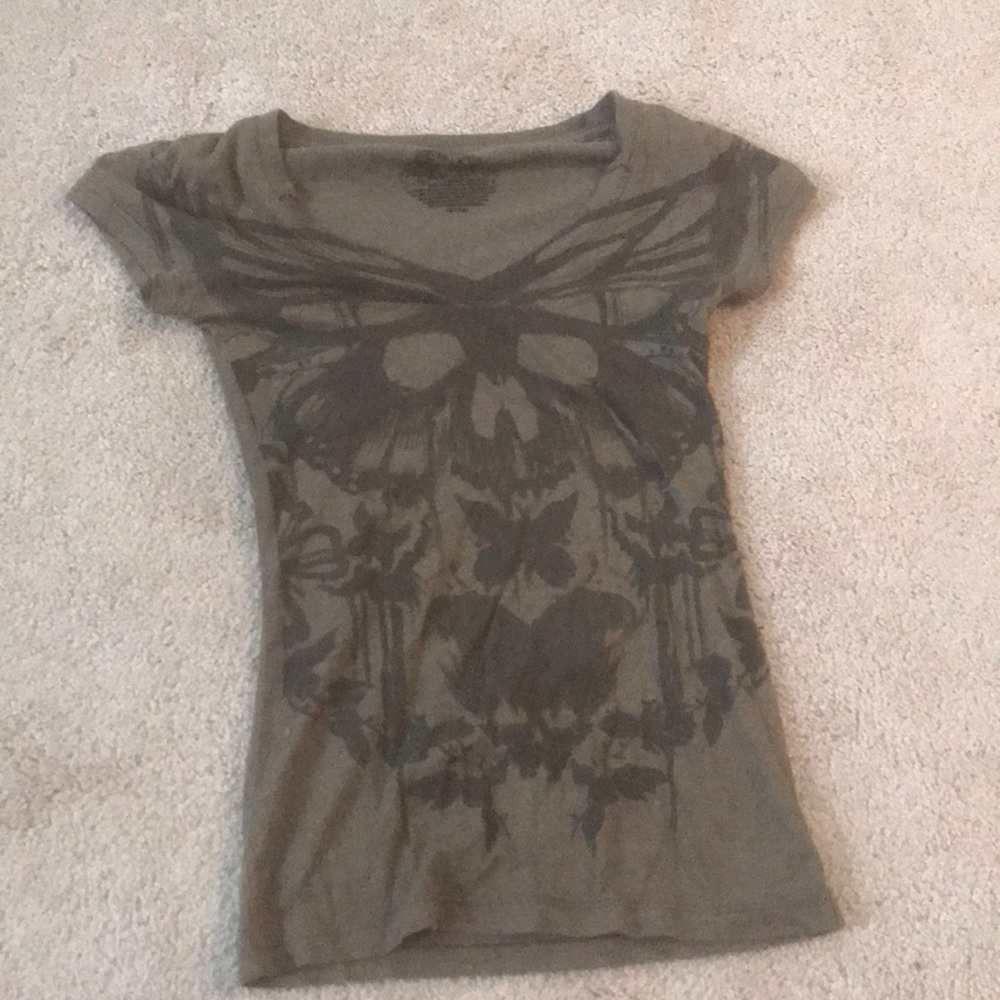 army green v-neck t shirt